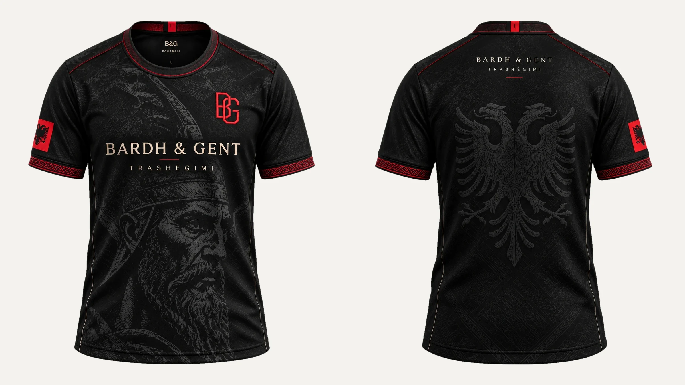 B&G football shirt — the blueprint: front, back and four details