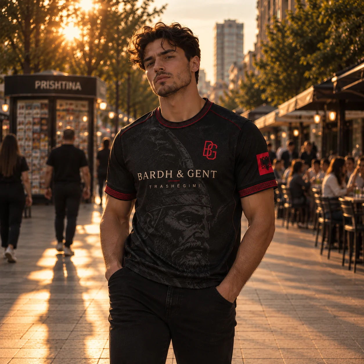 B&G football shirt worn on Bulevardi Nënë Tereza in Prishtina