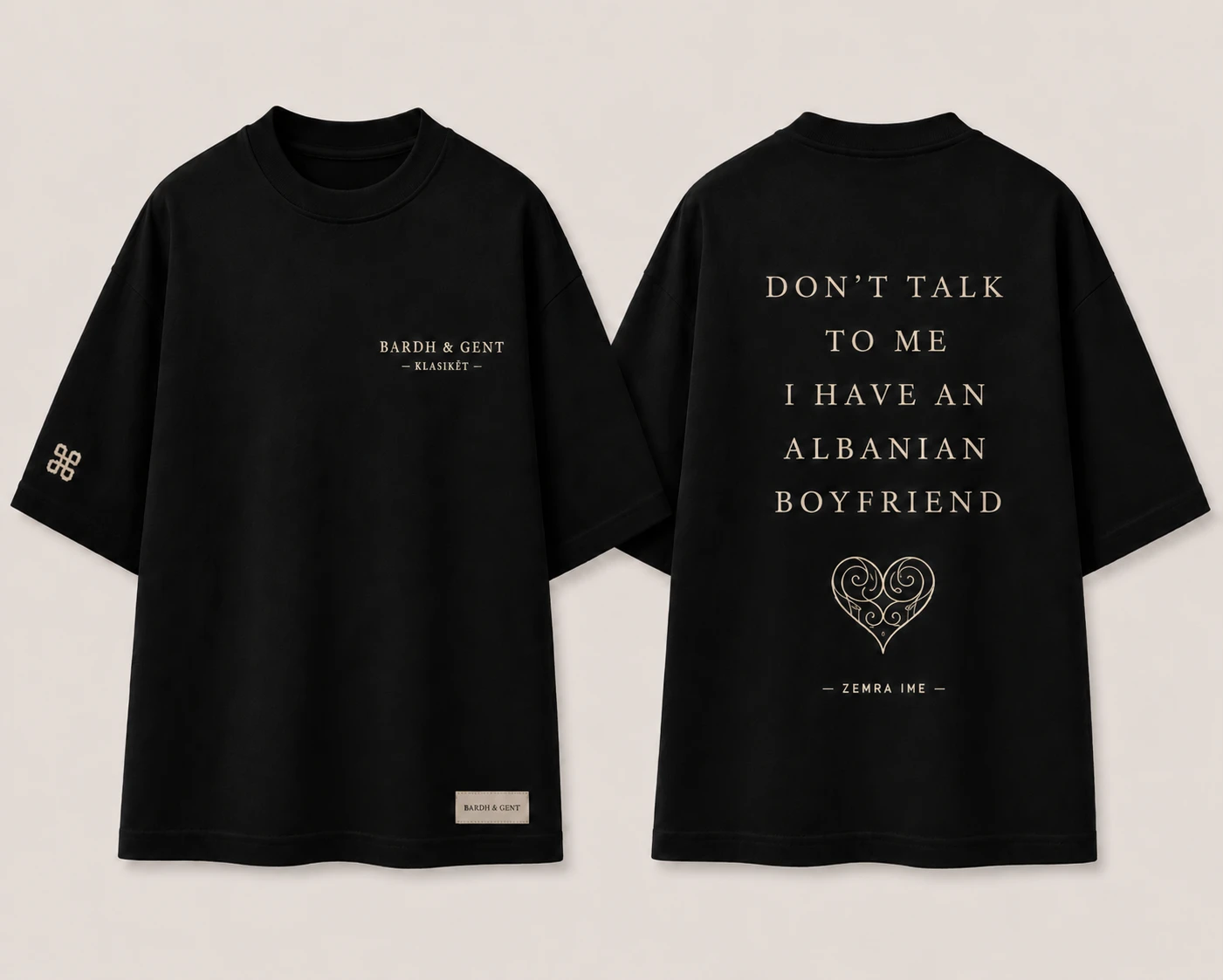 Albanian Boyfriend Tee — front and back