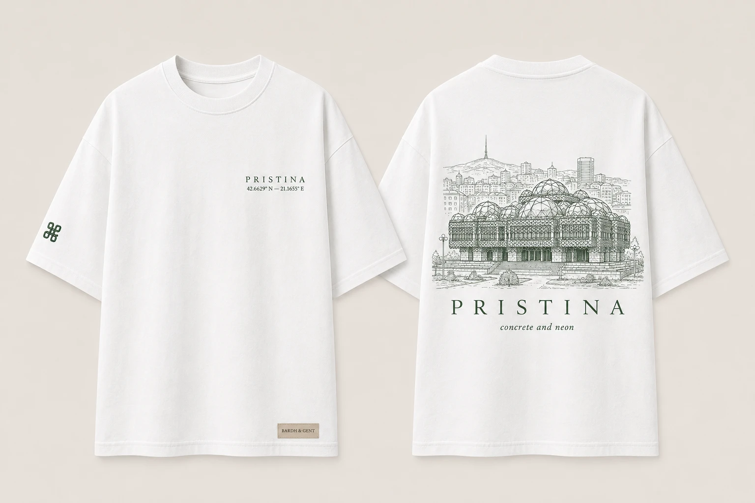 Pristina City Tee — front and back print
