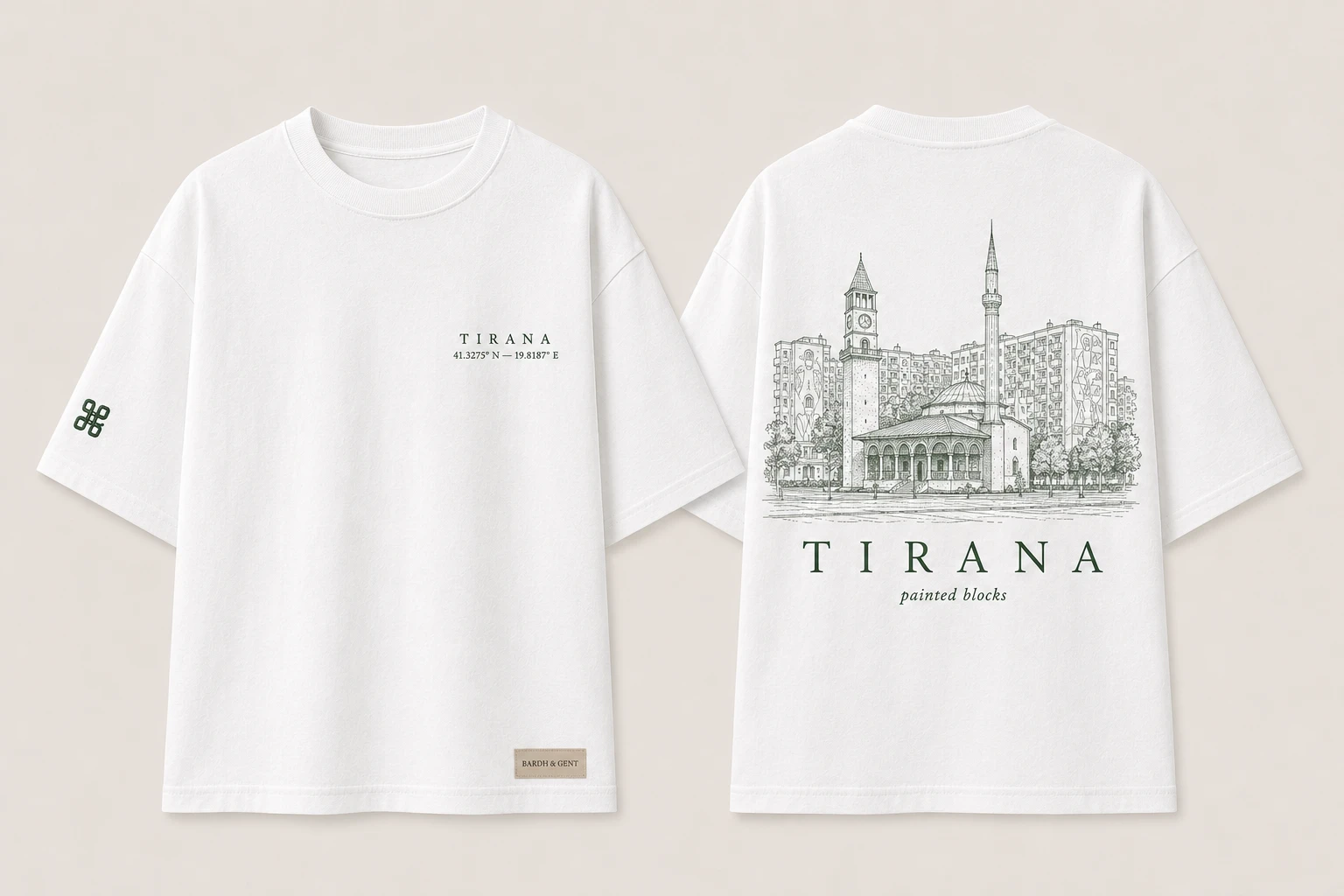 Tirana City Tee — front and back print